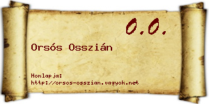 Orsós Osszián névjegykártya